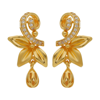 Royal Floral Drop Stone Gold Earrings